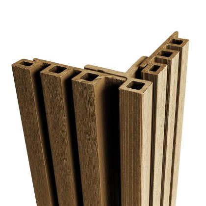 Ecoscape Forma - Spiced Oak Composite Slatted Cladding Corner Trim Ecoscape Forma - Spiced Oak Composite Slatted Cladding Corner Trim