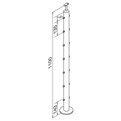 Pre-Assembled Balustrade 3mm Wire Middle Post - 48.2mm x 2.5mm - Fixed Saddle to suit 42mm Handrail Pre-Assembled Balustrade 3mm Wire Middle Post - 48.2mm x 2.5mm - Fixed Saddle to suit 42mm Handrail