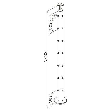 Pre-Assembled Balustrade 3mm Wire Corner Post - 48.2mm x 2.5mm - Fixed Saddle to suit 42mm Handrail Pre-Assembled Balustrade 3mm Wire Corner Post - 48.2mm x 2.5mm - Fixed Saddle to suit 42mm Handrail