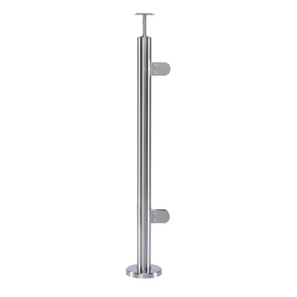 Pre-Assembled Glass Balustrade Round End Post with Fixed Handrail Saddle Pre-Assembled Glass Balustrade Round End Post with Fixed Handrail Saddle