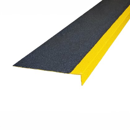 3.6m Gritted GRP Stair Tread Cover Black / Yellow 3.6m Gritted GRP Stair Tread Cover Black / Yellow