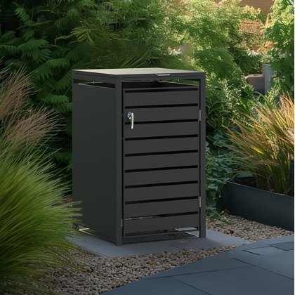 Ecoscape - Single Bin Storage With Lid - Charcoal Ecoscape - Single Bin Storage With Lid - Charcoal