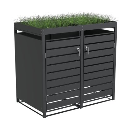 Ecoscape - Double Bin Storage with Planter - Charcoal Ecoscape - Double Bin Storage with Planter - Charcoal