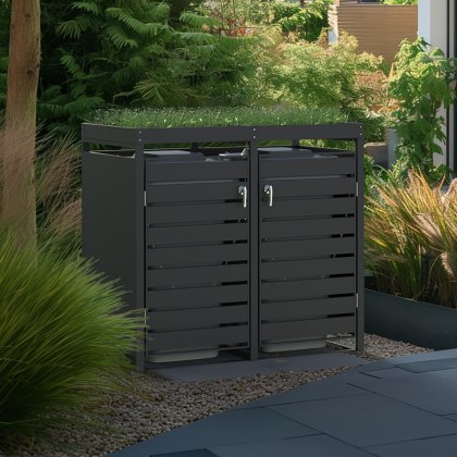 Ecoscape - Double Bin Storage with Planter - Charcoal Ecoscape - Double Bin Storage with Planter - Charcoal