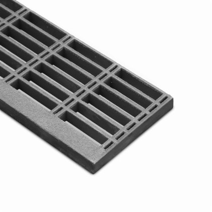 38mm Open Mesh GRP Stair Tread Grating 910mm - Dark Grey - RAL 7043 38mm Open Mesh GRP Stair Tread Grating 910mm - Dark Grey - RAL 7043