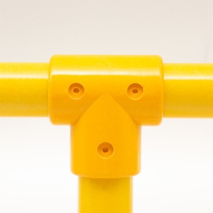 90 Degree Long Tee to suit 50mm GRP Handrail - Yellow 90 Degree Long Tee to suit 50mm GRP Handrail - Yellow