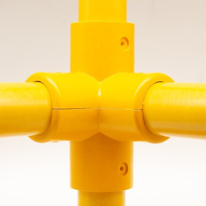 4-Way Corner Joint to suit 50mm GRP Handrail - Yellow 4-Way Corner Joint to suit 50mm GRP Handrail - Yellow