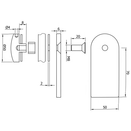 EazyLine Single Weld On Bracket to suit 10-12mm Glass EazyLine Single Weld On Bracket to suit 10-12mm Glass