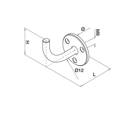 60mm Eazypost Weld On Handrail Wall Bracket 60mm Eazypost Weld On Handrail Wall Bracket