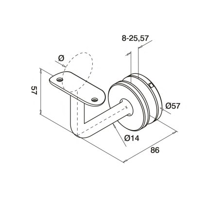 Weld On Offset Handrail to Glass Bracket - 86/57 - Grade 316 Weld On Offset Handrail to Glass Bracket - 86/57 - Grade 316