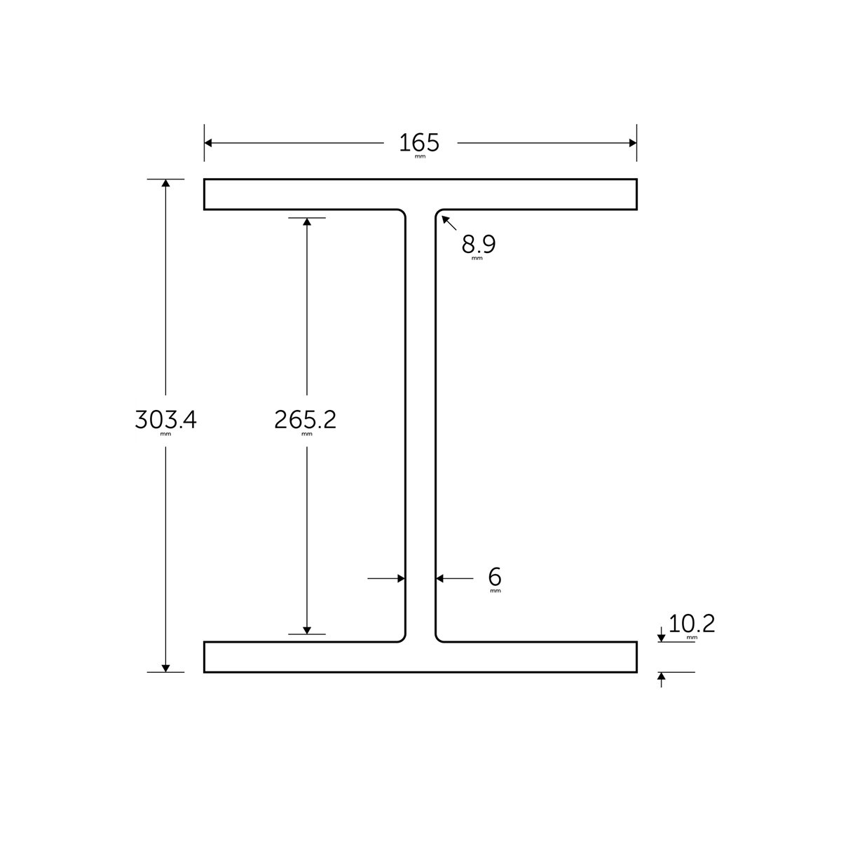 305 x 165 x 40KG Universal Beam - BSEN10025-2 S355J0 | BM Steel