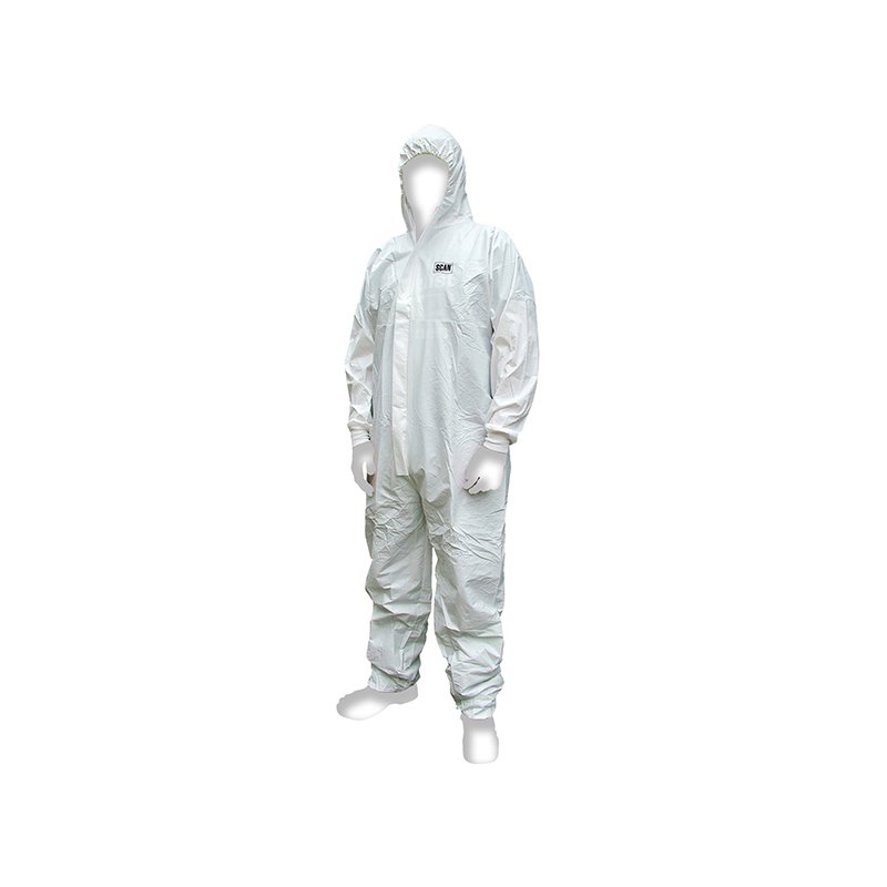 Scan Chemical Splash Resistant Disposable Coverall White Type 5 6 M 36 39in