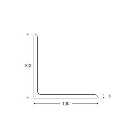 100 x 100 x 8mm - 6m Mild Steel Angles - BSEN10025-2 S275JR 100 x 100 x 8mm - 6m Mild Steel Angles - BSEN10025-2 S275JR