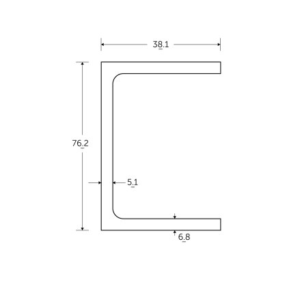 76 x 38 x 6.8mm - 6m C Section Channel - BSEN10025-2 S275JR 76 x 38 x 6.8mm - 6m C Section Channel - BSEN10025-2 S275JR