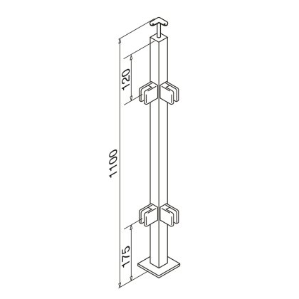 Pre-Assembled Glass Balustrade Square Corner Post with Fixed Saddle