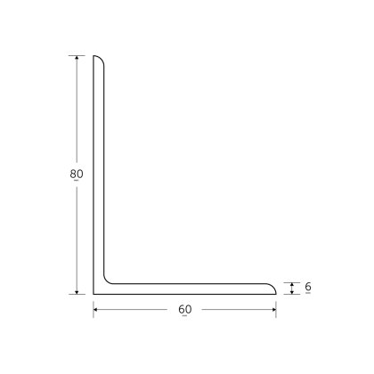 80 x 60 x 6mm Mild Steel Angles - BSEN10025-2 S275JR