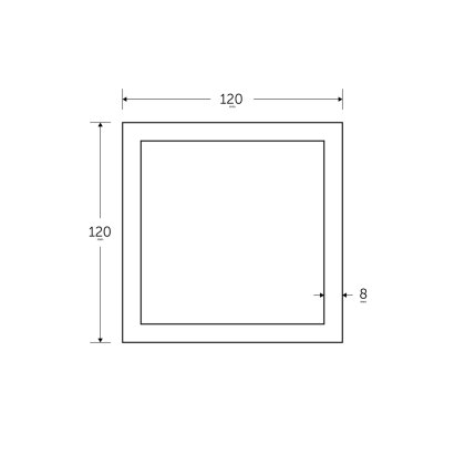 120 x 120 x 8mm - 7.5m Square Hollow Section - BSEN10219 S355J2H