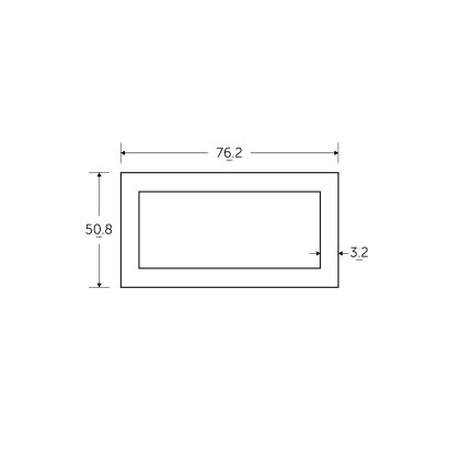 75 x 50 x 3mm - 7.5m Mild Steel Rectangular Box Hollow Section - BSEN10219 S235JR 75 x 50 x 3mm - 7.5m Mild Steel Rectangular Box Hollow Section - BSEN10219 S235JR