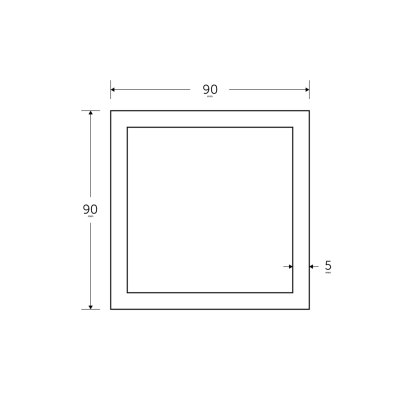 90 x 90 x 5mm - 7.5m Square Hollow Section - BSEN10219 S235JR 90 x 90 x 5mm - 7.5m Square Hollow Section - BSEN10219 S235JR