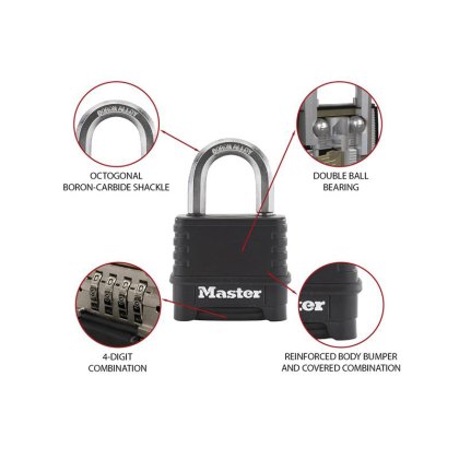 Master Lock - Excell 4-Digit Black Finish Combination 50mm Padlock