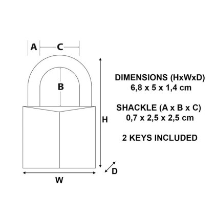 Master Lock - Solid Brass 50mm Padlock 5-Pin