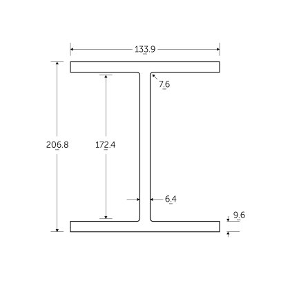 203 x 133 x 30KG Universal Beam Red Primer Painted - BSEN10025-2 S355J0