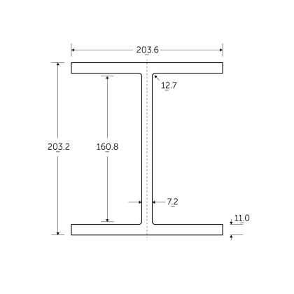 203 x 203 x 46KG Universal Column Red Primer Painted - BSEN10025-2 S355J0