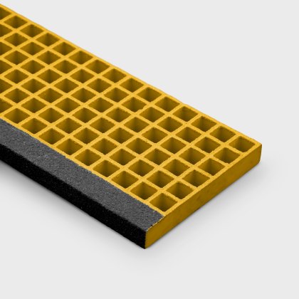 38mm GRP Stair Tread Grating 1220mm - Yellow with Black Nose - RAL 1003 38mm GRP Stair Tread Grating 1220mm - Yellow with Black Nose - RAL 1003