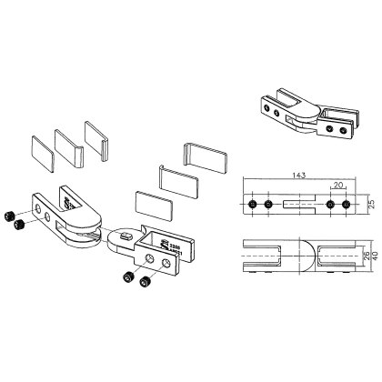 Articulated Glass Connector to suit 17-21.5mm Glass