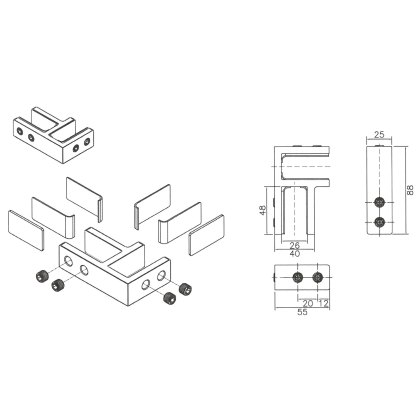 90 Degree Glass Connector to suit 17-21.5mm Glass