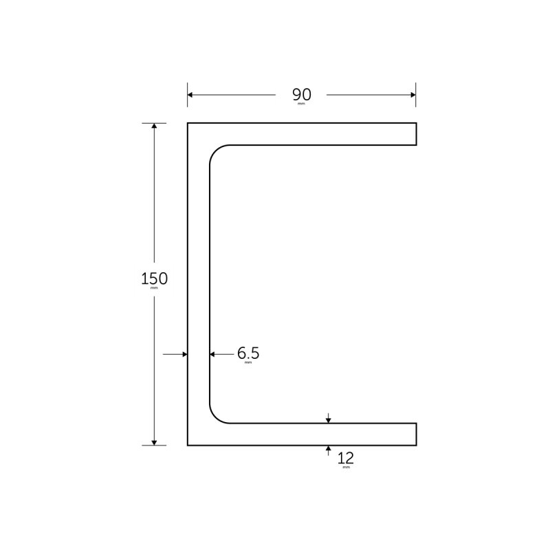 150 x 90 x 24KG Parallel Flange Channels - BSEN10025-2 S355JR | BM Ste ...