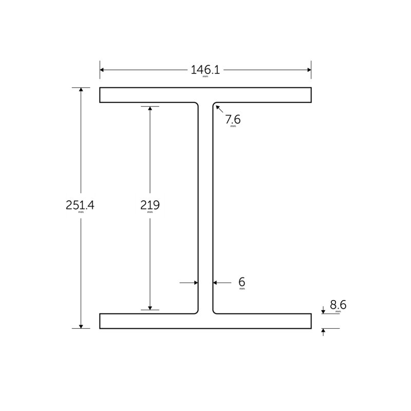 254 x 146 x 31KG Universal Beam - BSEN10025-2 S355J0 | BM Steel