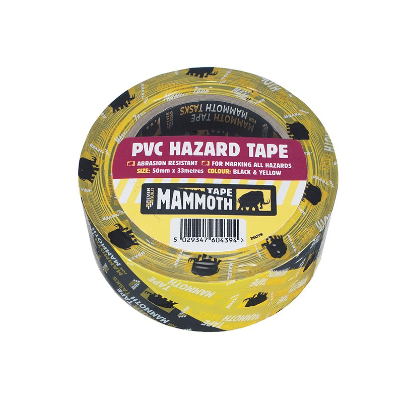 Everbuild Sika - PVC Hazard Tape Black / Yellow 50mm x 33m