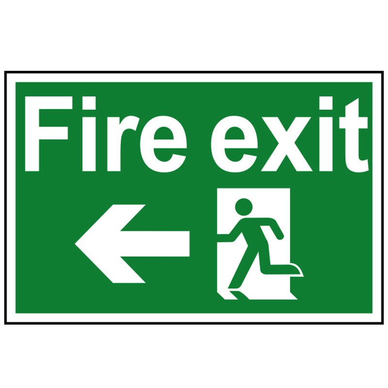 Scan - Fire Exit Running Man Arrow Left - PVC Sign 300 x 200mm